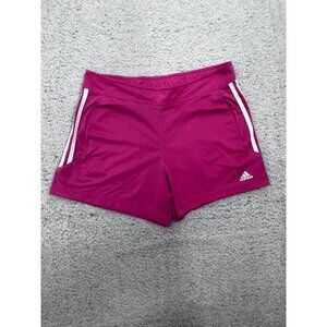 Adidas Shorts Womens L Pink Side Stripe Athletic Stretch Mid-Rise